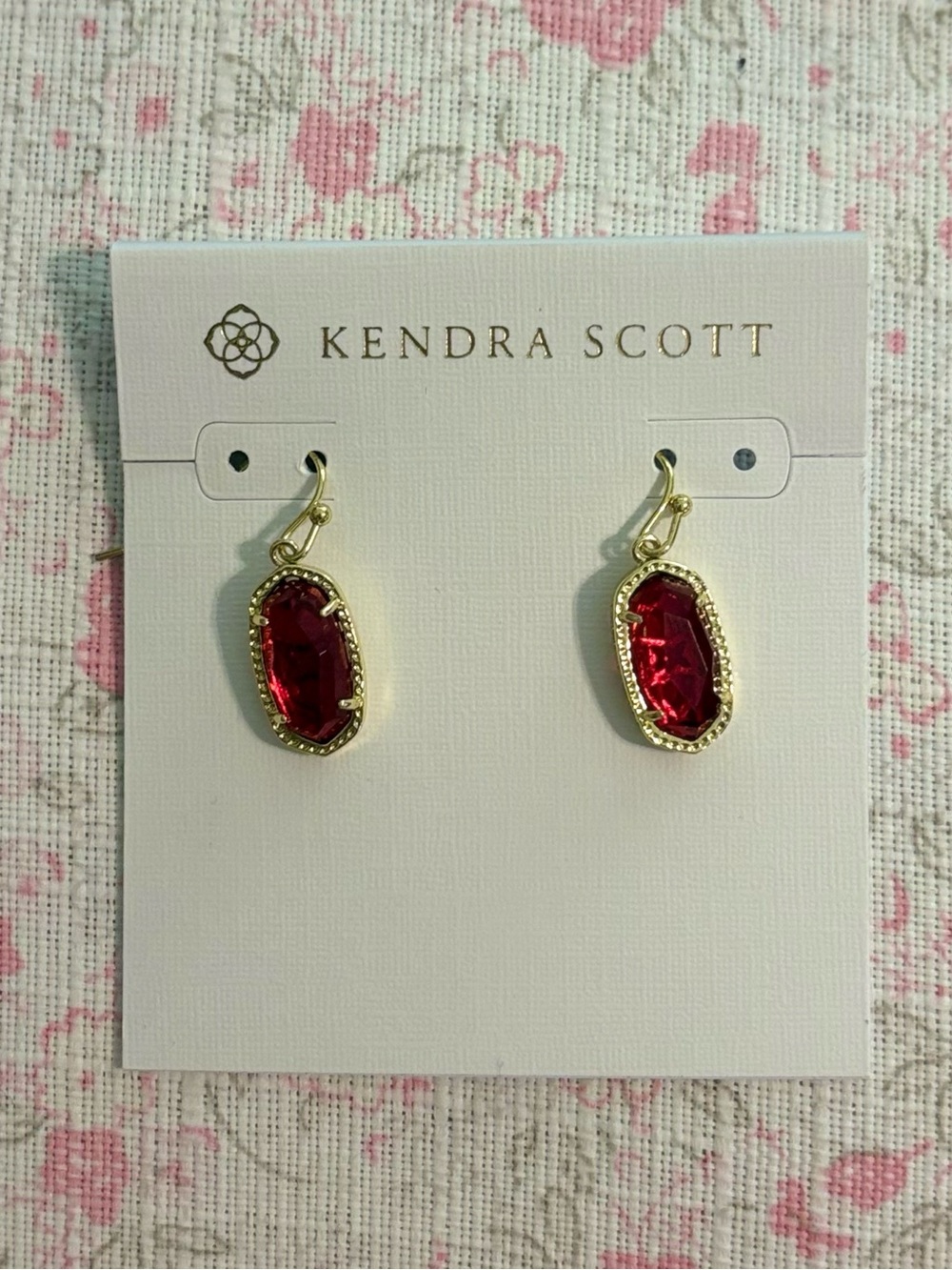 Kendra Scott Drop Earrings in Ruby & Gold